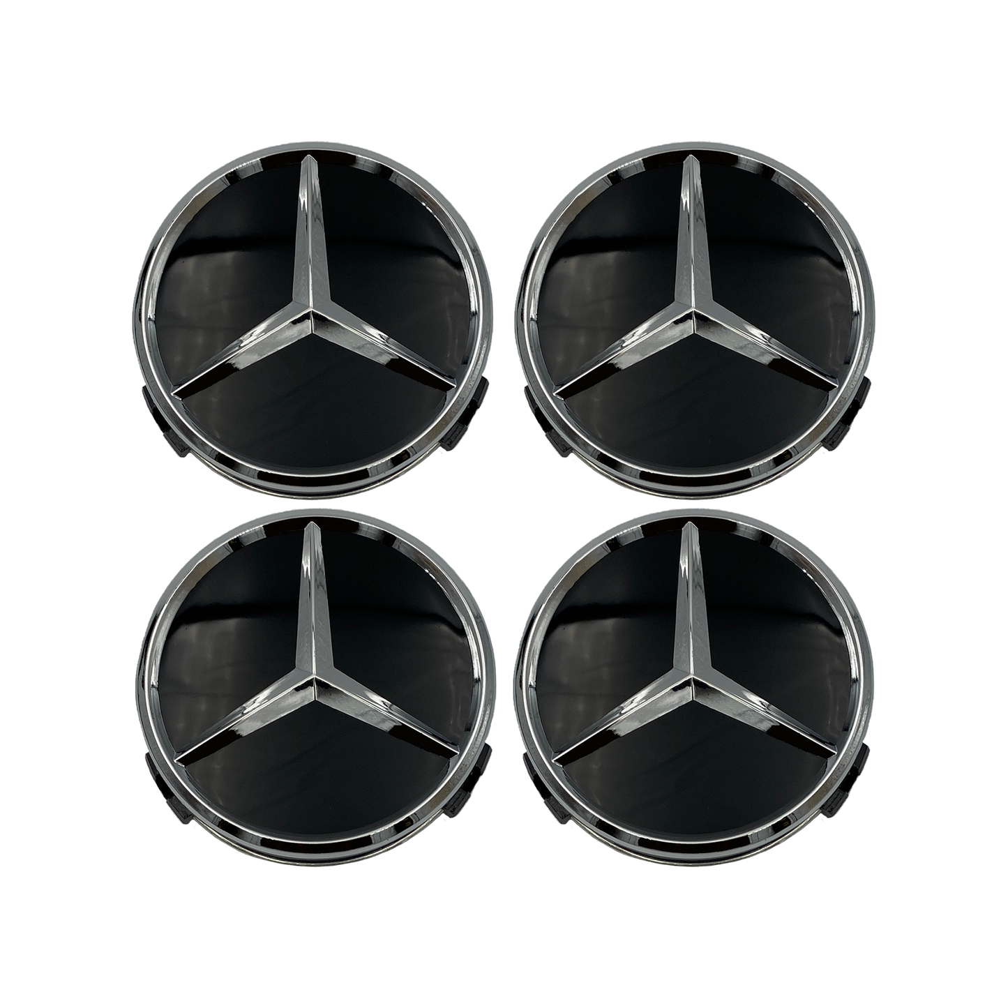 4 pieces. Black Mercedes Center caps