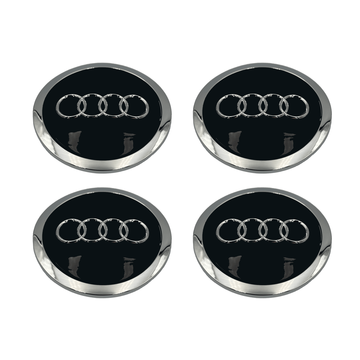 4 Stk. Sorte Audi Centerkapsler med Chrome Kant - Driverse - Centerkapsler - Driverse - Driverse - AD-OG-CK-SO-61 - 61mm - Sort - -