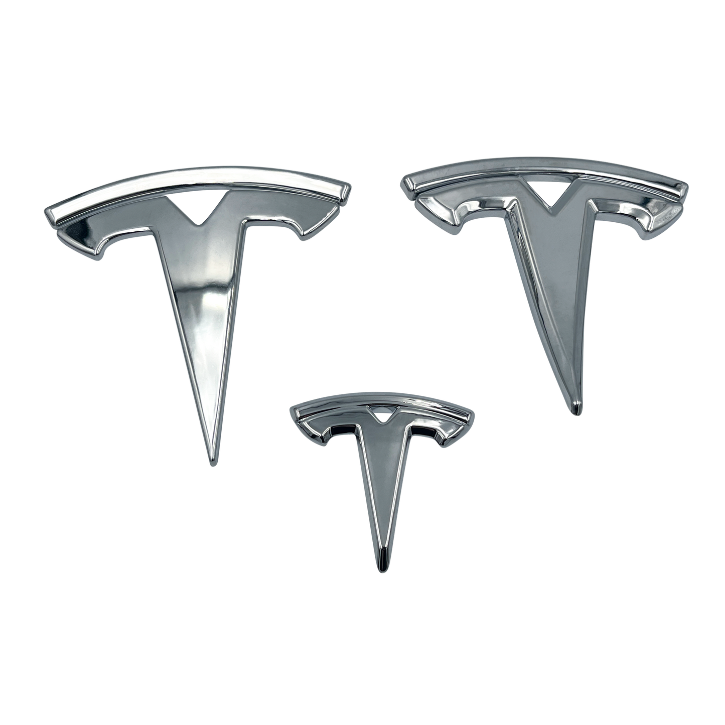 3 pieces. Chrome Tesla Model S Logo Set 