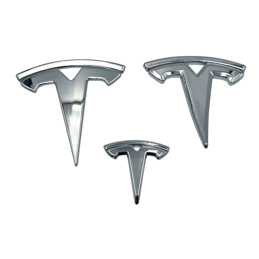 3 pieces. Chrome Tesla Model Y Logo Set 