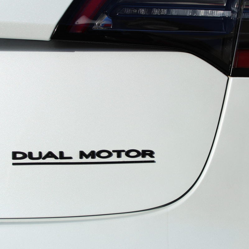 Black Tesla DUAL MOTOR Rear Emblem Badge 